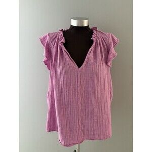 Old Navy Top 3X Pink Flutter Sleeve Gauze Lightweight Whimsigoth Boho Beach